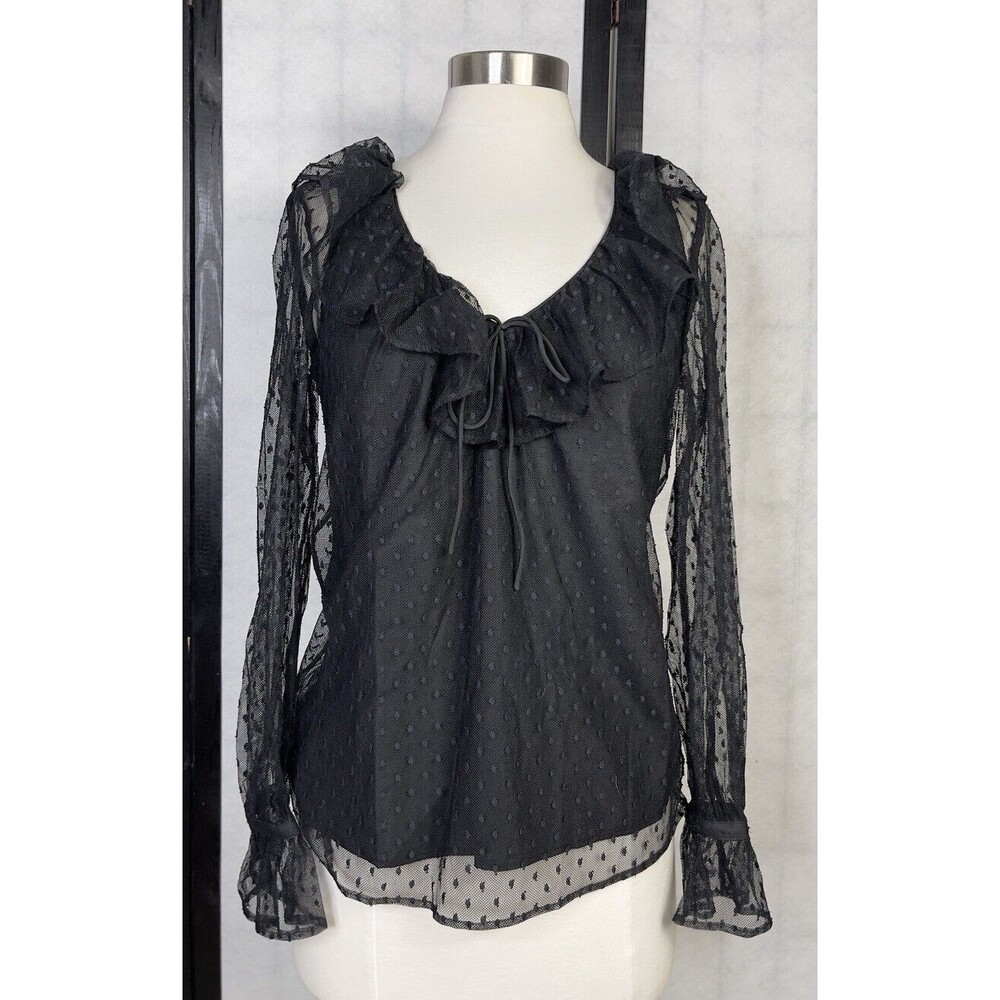 New J . Crew Ruffleneck top in clip dot. Size: XXS - Picture 1 of 7